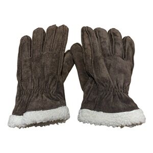 Vintage 90s Wilson‎ Brown Suede Leather Gloves Thinsulate Mens M Fuzzy Lined